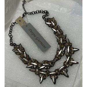 Deepa Gurnani Crystal & Suede Beaded Statement Necklace NEW Empress of Aria